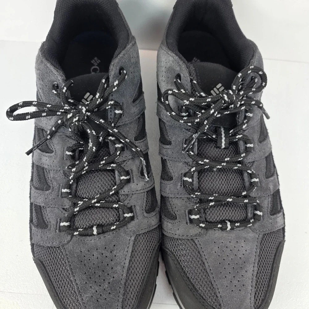 Columbia Crestwood Mens Hiking Shoes Charcoal Black Suede Mesh Trail Sneakers